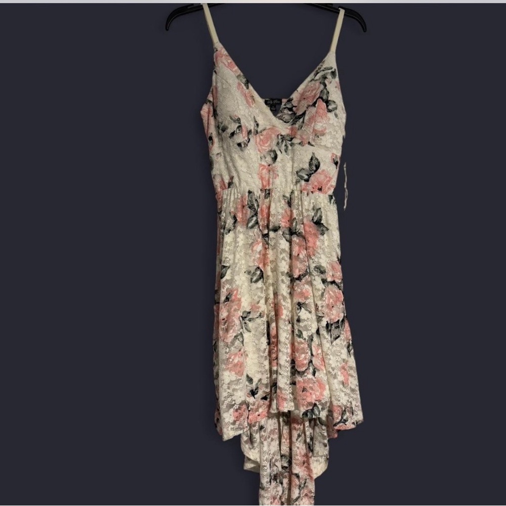 Lily Rose Pink and Cream Floral High Low Dress